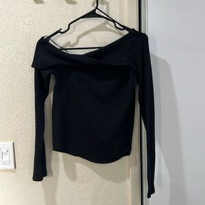 FREE PEOPLE RIBBED LONG SLEEVE OFF SHOULDER